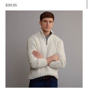 Men's Half Zip Aran Sweater